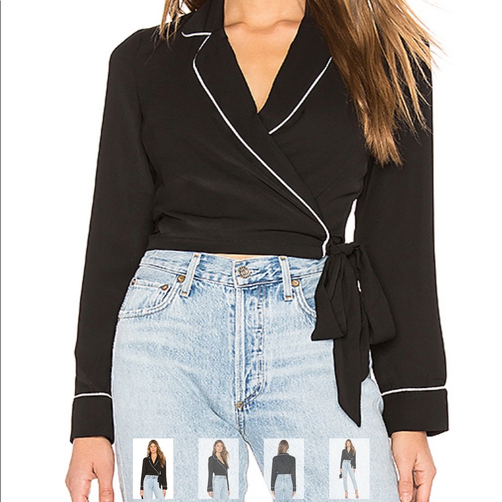 Revolve Black Wrap Top